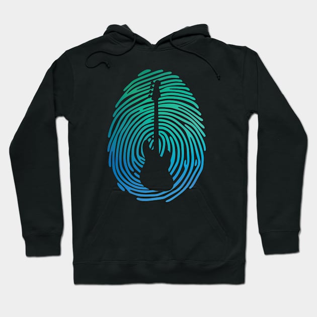 Fingerprint Bass Guitar Silhouette Gradient Design Hoodie by nightsworthy